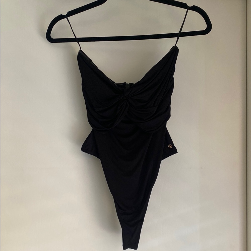 Anine Bing Elegant Black One-Piece Bodysuit . Size S